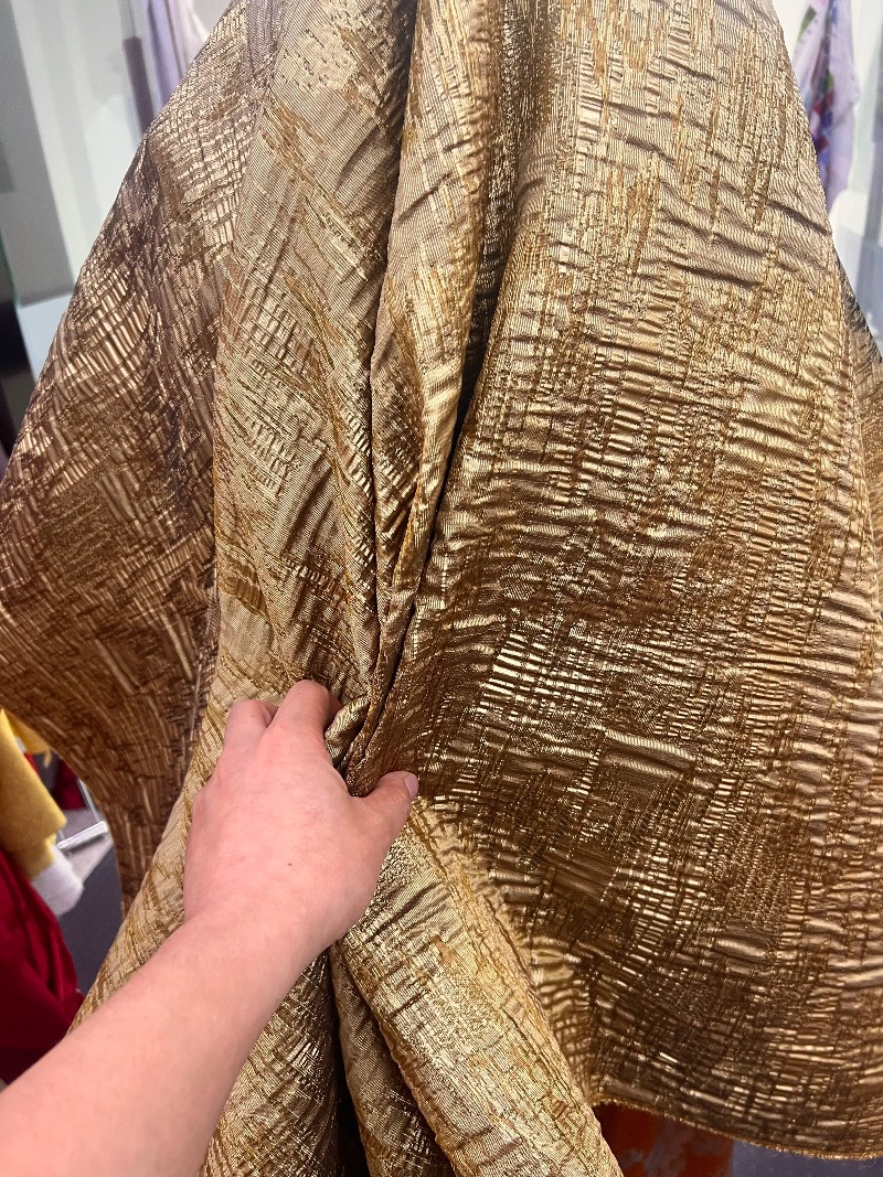 Tissu jacquard texturé brun br - Vintage Sewing Textile avis et prix